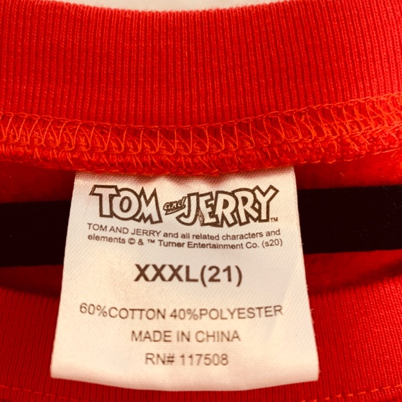 Tom and Jerry Sweatshirt Womens XXXL Red Cartoon TV Show Unisex Graphic Image - Picture 9 of 12